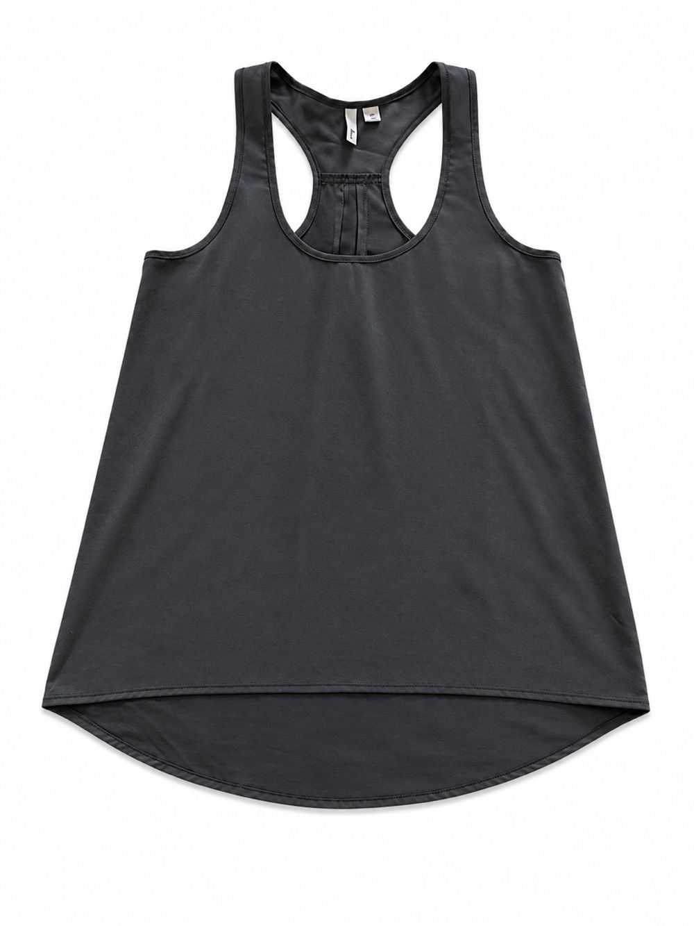 FRENCHI RACERBACK HIGH LOW TANK TOP WOMENS XSMALL GRAY PLEATED BACK FLOWY LIGHT